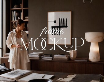 Frame Mockup, Neutral Studio Interior, Dark Scandinavian PSD JPG