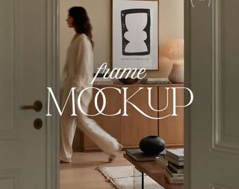 Neutral Interior Frame Mockup Scandinavian Editorial Woman PSD JPG