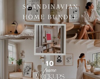 Scandinavian Home Mockup Bundle, 10 Neutral Interior Frames PSD JPG