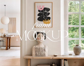 Frame Mockup, Neutral Interior Wall Art, Scandinavian Creative Studio PSD JPG