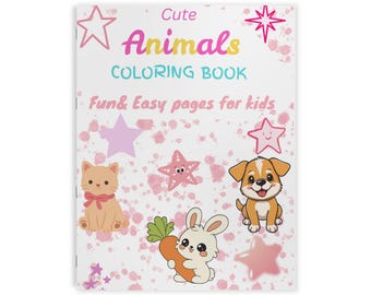 Libro para colorear de animales, páginas divertidas y fáciles para niños.