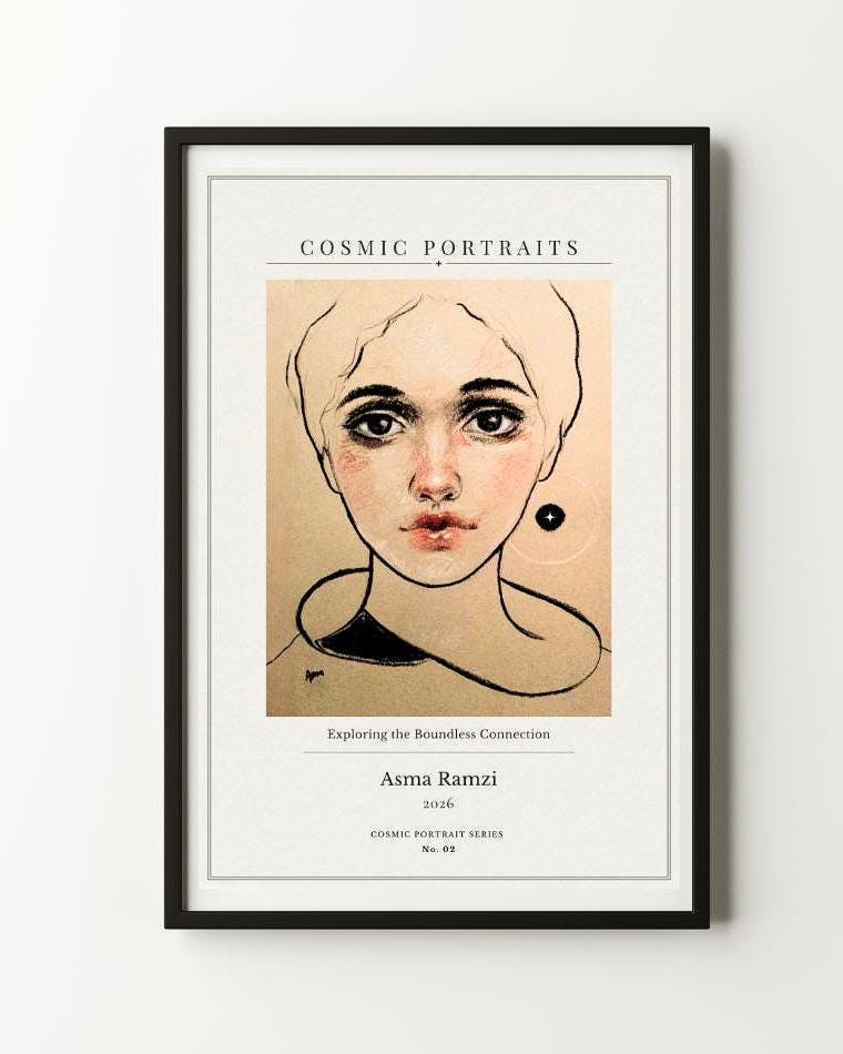 宇宙の女性の肖像画プリント｜パステル画による表現豊かな魂のアート