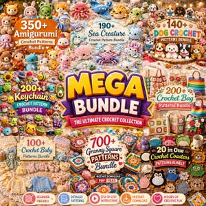 Mega Crochet Patterns Bundle |  All In One Stuffed Animal, Doll & Toy PDF Pattern Collection | Instant Digital Download