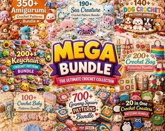 Mega Crochet Patterns Bundle |  All In One Stuffed Animal, Doll & Toy PDF Pattern Collection | Instant Digital Download