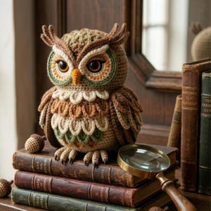 Patrón detallado de ganchillo para búho del bosque, juguete de peluche amigurumi, decoración bohemia para el hogar (descarga en PDF)