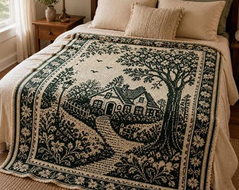 Cottage Mosaic Crochet Pattern PDF | Tapestry Crochet Blanket Chart | Cottagecore Wall Hanging | Overlay Crochet | Instant Download