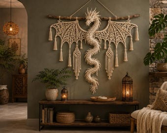 3D Dragon Crochet Macrame Wall Hanging Pattern, Boho Nursery Decor (PDF Download)
