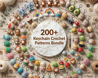 Plus de 200 modèles de porte-clés au crochet au format PDF, modèle de porte-clés Amigurumi, modèle facile au crochet, mini modèle au crochet, téléchargement numérique