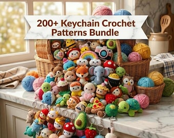 200+ häkeln Schlüsselanhänger Muster Bundle PDF | Amigurumi Schlüsselanhänger | Süßer Tier Schlüsselanhänger | Sofortdownload | Anfänger Häkelanleitung