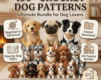 Crochet Dog Pattern Bundle 150+ Amigurumi Dog PDF Instant Download Puppy Crochet Pattern Stuffed Dog Beginner Amigurumi Bundle