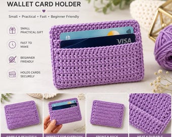 Crochet Wallet Card Holder Pattern PDF, Fathers Day Gift Crochet, Minimalist Card Wallet, Beginner Friendly Crochet Pattern,Instant Download