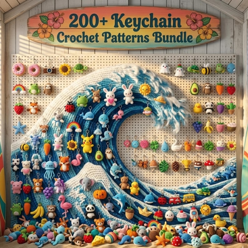 200+ Crochet Keychain Patterns Bundle | Amigurumi Animals, Food ...