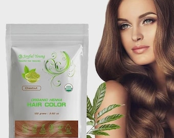 Chestnut Brown Henna Hair Dye Powder Organic Natural Hair Color, Chemical-Free Vegan Gray Coverage for Hair
