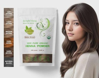 Organic Henna Hair Dye Powder Natural Hair Color Chemical-Free Vegan Gray Coverage
