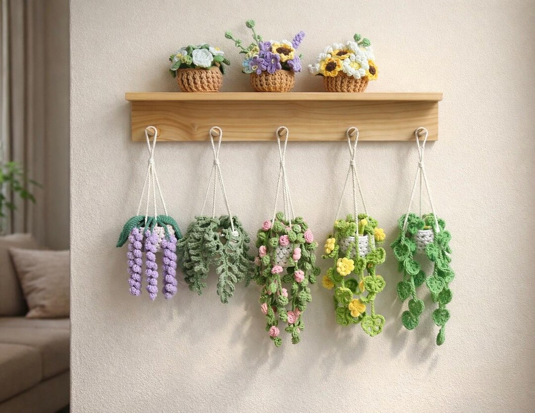 8 in 1 Crochet Hanging Plant Pattern Bundle PDF | Car Hanging & Wall ...
