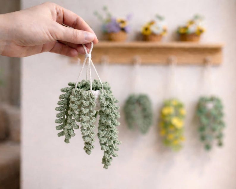 8 in 1 Hanging Plant Crochet Pattern Bundle PDF | Car Hanging & Wall ...