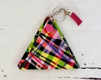 Origami Change Purse - Rainbow Stripe Keychain - Airpods Pouch - Small Keychain - Handbag Charm - Coin Purse - Office Teacher Gift