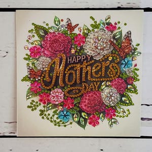 Carte de voeux art diamant vierge-carte fête des mères-carte meilleure maman-carte nouvelle maman-carte de fête des mères art bouquet floral diamant foré à la main