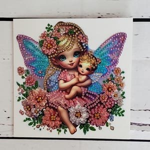 Carte de voeux art diamant vierge-carte fête des mères-carte meilleure maman-nouvelle maman carte-carte fée art diamant foré à la main fête des mères