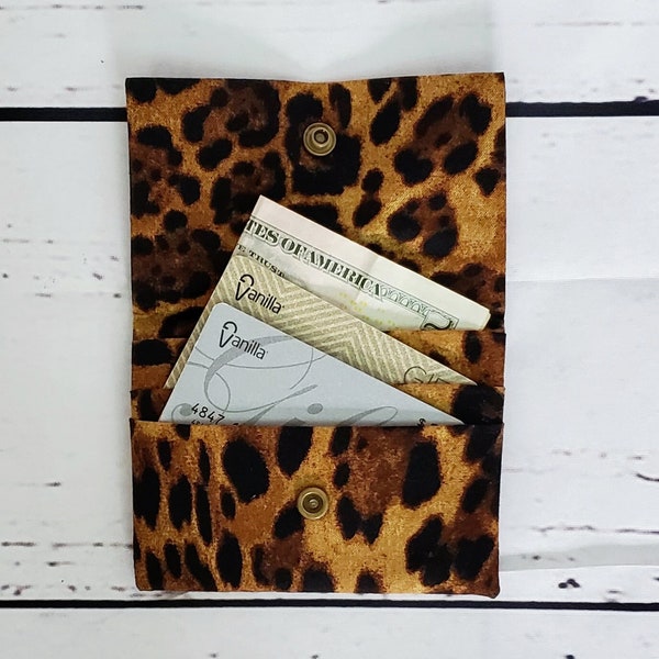 Small Wallet - Pocket Wallet - Leopard Print Wallet - Animal Print Wallet - Mini Wallet - 3 Pocket Wallet - Office Teacher Gift