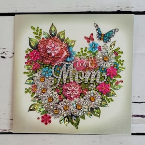 Carte de voeux art diamant vierge-carte fête des mères-carte meilleure maman-carte nouvelle maman-carte de fête des mères art bouquet floral diamant foré à la main