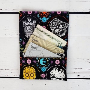 Cartera pequeña de Star Wars - Cartera de bolsillo - Cartera de Star Wars - Cartera de calavera de azúcar - Mini cartera de Disney - Cartera de 3 bolsillos - Cartera Darth Vader