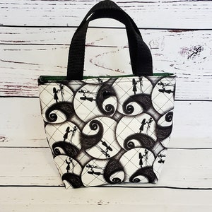 Nightmare Before Christmas quilted mini tote lunch bag with Jack and Sally.