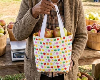Apple Quilted  Tote Bag-Small Purse-Small Tote Bag-Small Lunch Bag-Reusable Gift Bag-Quilted Tote Bag-Water Bottle Bag-Project Bag