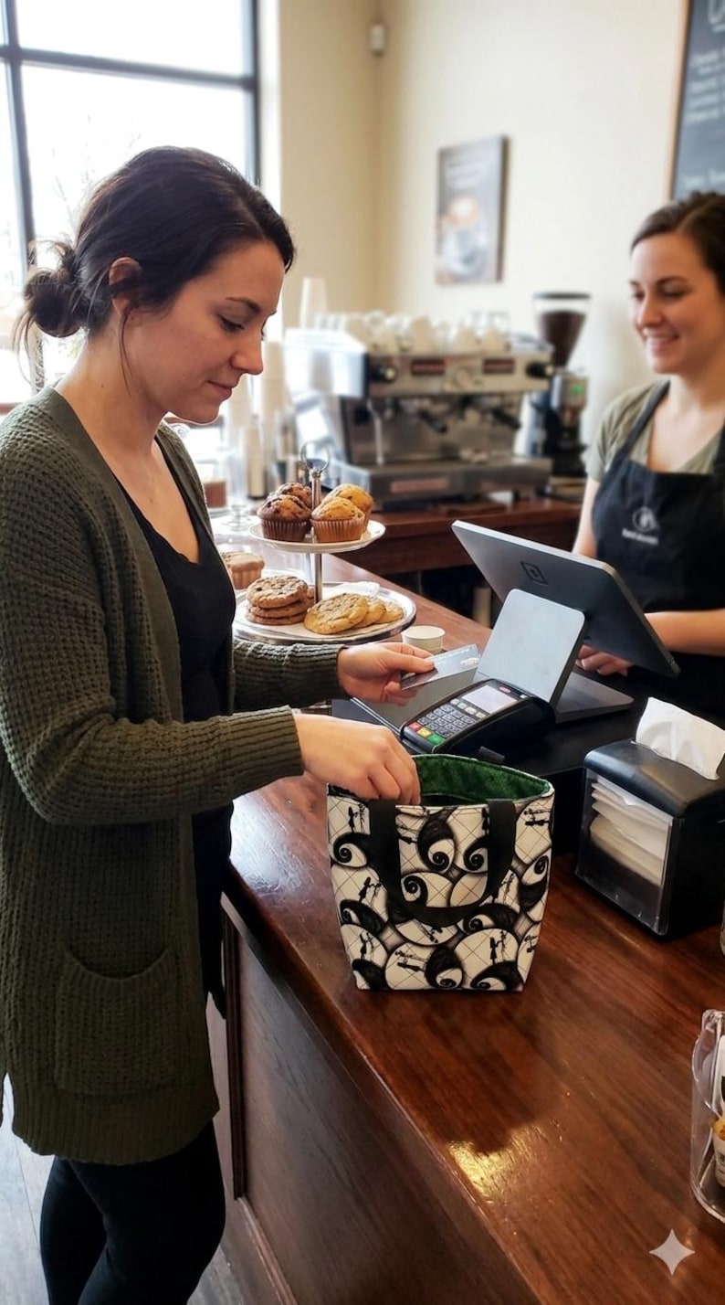 Nightmare Before Christmas Tote Bag-Small Purse-Small Tote Bag-Small Lunch Bag-Reusable Gift Bag-Quilted Tote Bag-Micro Bag-Project Bag image 1