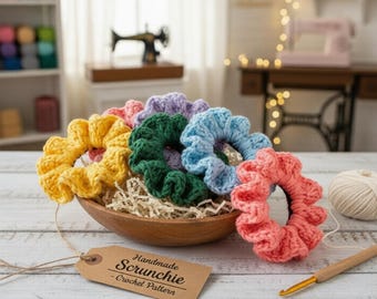 Crochet Scrunchie Pattern PDF, Easy Crochet Hair Scrunchie, Beginner Crochet Pattern, DIY Hair Tie Crochet, Quick Crochet Project,
