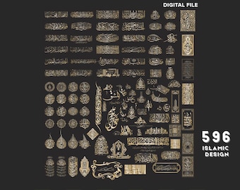 Islamic Calligraphy SVG Mega Bundle | 596 Arabic Islamic Designs | Muslim Wall Art Cut Files | Svg Dxf Pdf Jpg cnc Laser