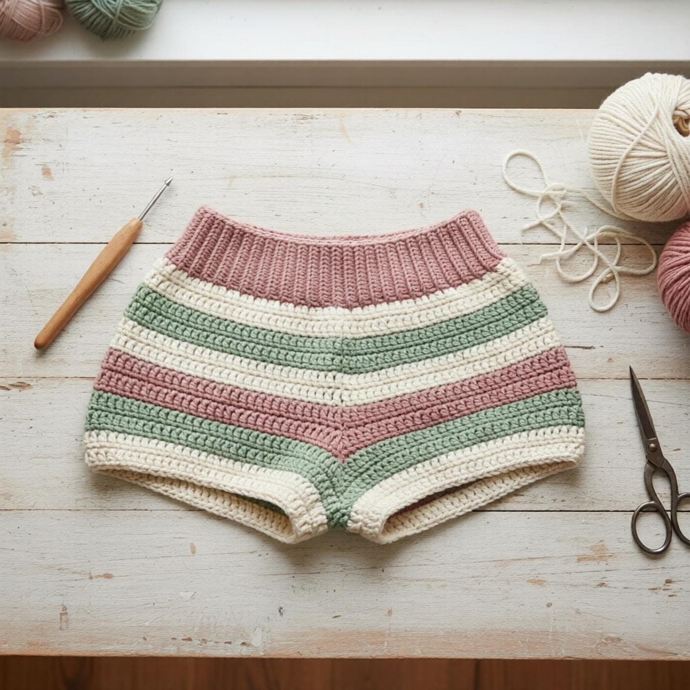 Striped Beginner Crochet Shorts Pattern