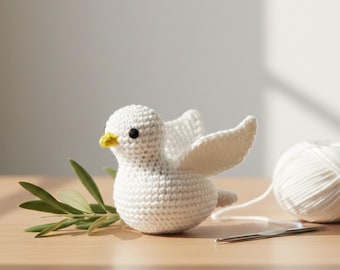 Patrón de paloma de la paz a crochet en PDF / Patrón de paloma amigurumi / Pájaro a crochet fácil / Idea de regalo para principiantes