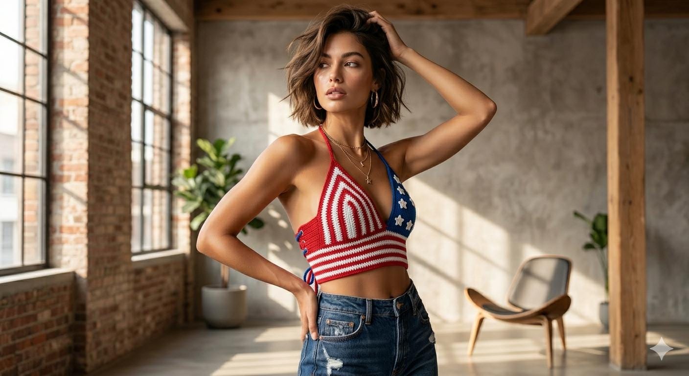 40 Crochet Summer Clothes with Tops, Dresses, Shorts, and Shrugs 28 Patriotic Crochet Halter Top