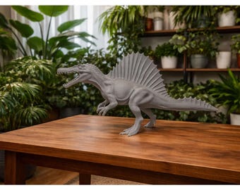 Spinosaurus-Figur zum Bemalen – grauer Dinosaurier, 33 cm lang