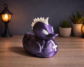 Gothic Punk-Ente mit Irokesen – zweifarbige Dekofigur, 8 cm