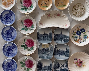 Platos de mantequilla vintage, mini platos de porcelana, Royal Copenhagen B&G Aynsley Haviland, decoración de pared con platos pequeños, plato para anillos, decoración rústica