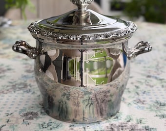 Vintage International Silver Countess Ice Bucket - Champagne Chiller with Lid & Glass Liner