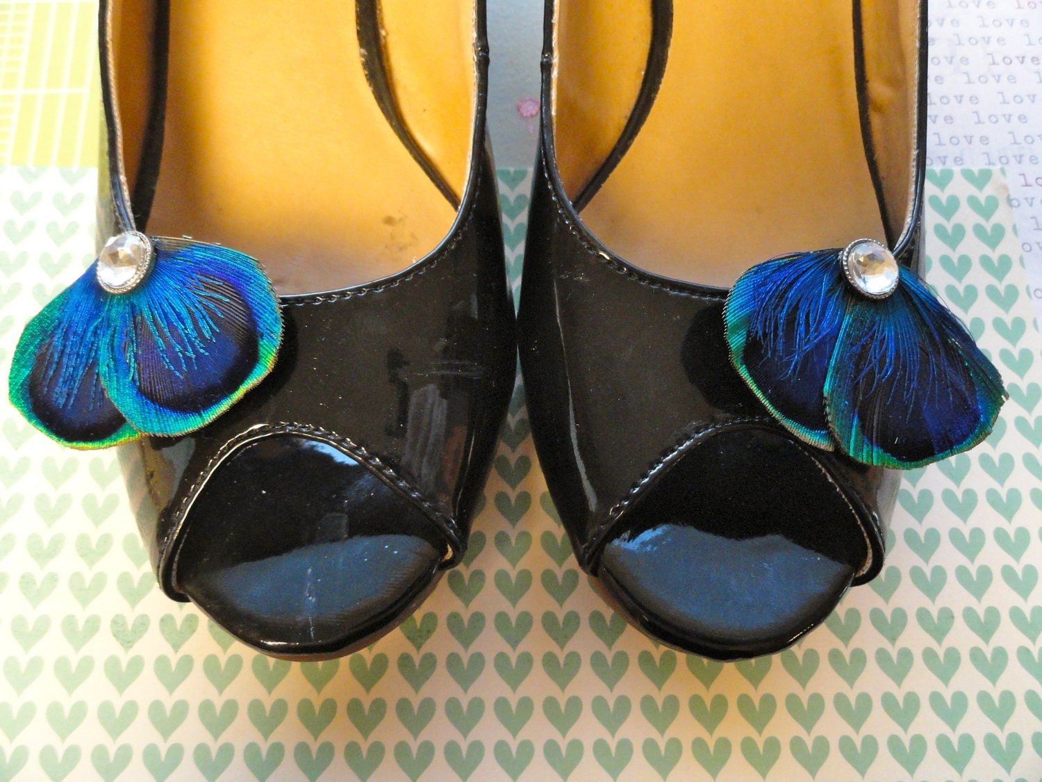 Petite Shoe Clip Collection Blue Peacock Shoe Clips Etsy