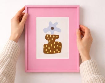 Roze minimalistische houten lijst, pastelkleurige moderne wanddecoratie 30 x 30