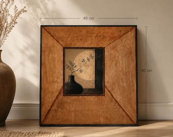 Luxe wortelnotenhouten fotolijst, handgemaakte moderne muurdecoratie uit het midden van de eeuw, rustieke fotolijst