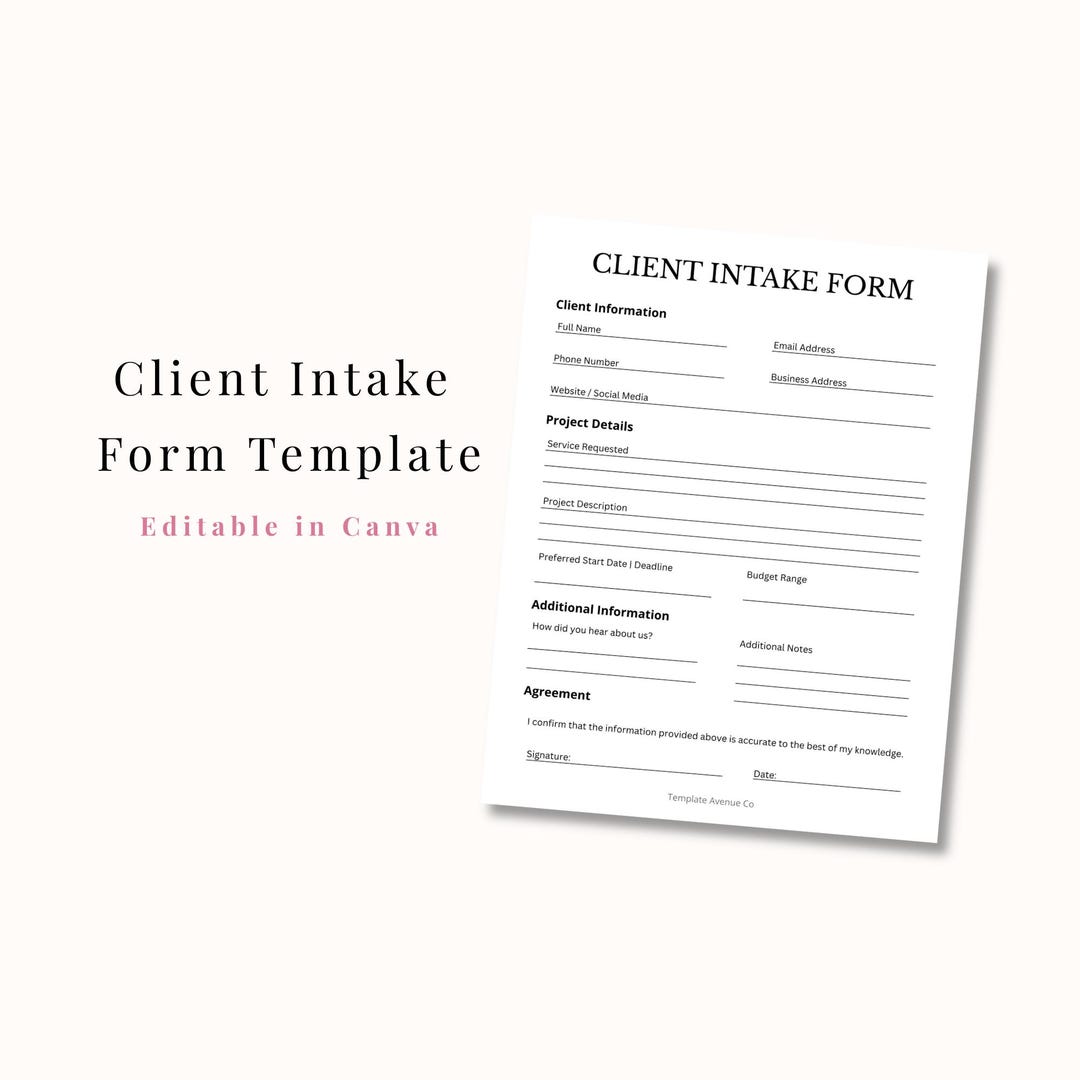 Client Intake Form Template | Editable Canva Form | Business Intake ...