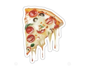 Melting Pizza Slice Sticker: Cheesy Italian Food Vinyl Decal
