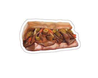 Chicago Italian Beef Sandwich Sticker: Juicy Food Illustration Vinyl