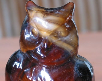 Beautiful Carmel Brown Imperial Slag Glass Owl