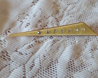 Gorgous Celluloid and Rhinestone Geometric Brooch