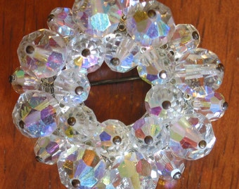 Stunning Crystal Aurora Borealis Circle Pin