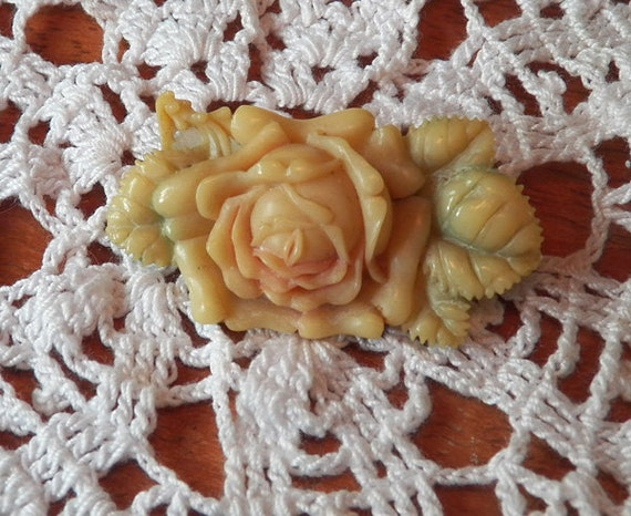 Exquisite Celluloid/Bakelite Rose Brooch