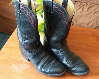 Vintage Black with Red Trim Nocona Men's Cowboy Boots