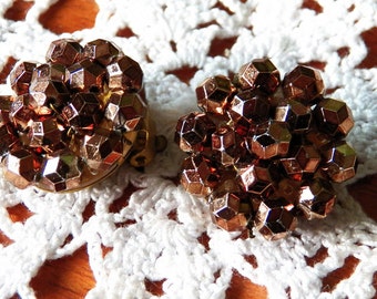 Beautiful Bronzey Western Germany Clip Earrings